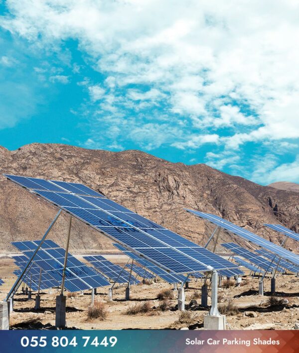 solar panel installed on desert