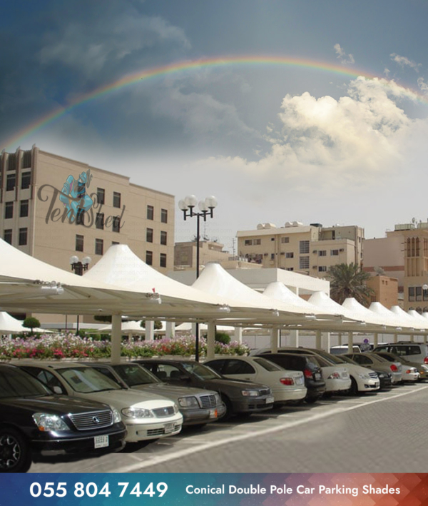 A Conical Car Parking Shades Dubai Road Side