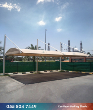 bage Fabric used in cantilever shade structure is 100 high density with UV stabilization.