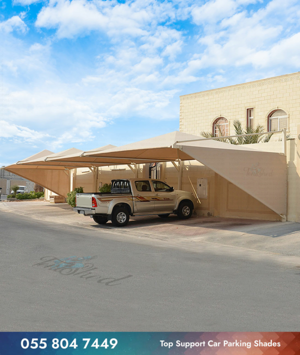 Pyramid Arch Design Parking Shades in Dubai Villa bage color