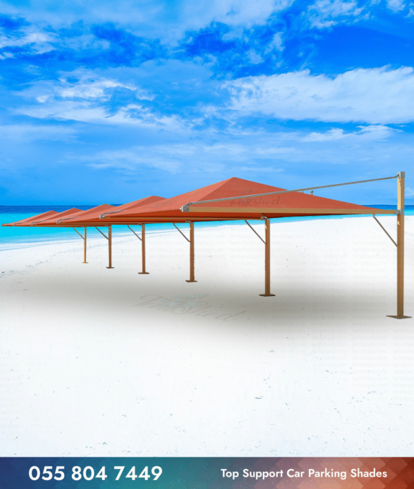 Pyramid Arch Design Parking Shades in beach side