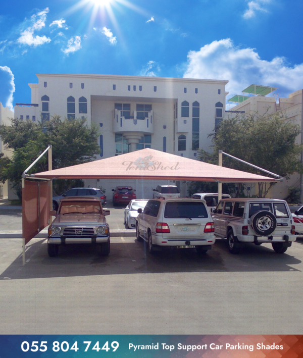 Pyramid Top Support Car Parking Shades cherry red