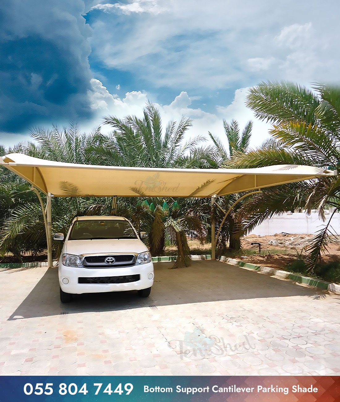 Bottom Support Car Parking Shade in UAE