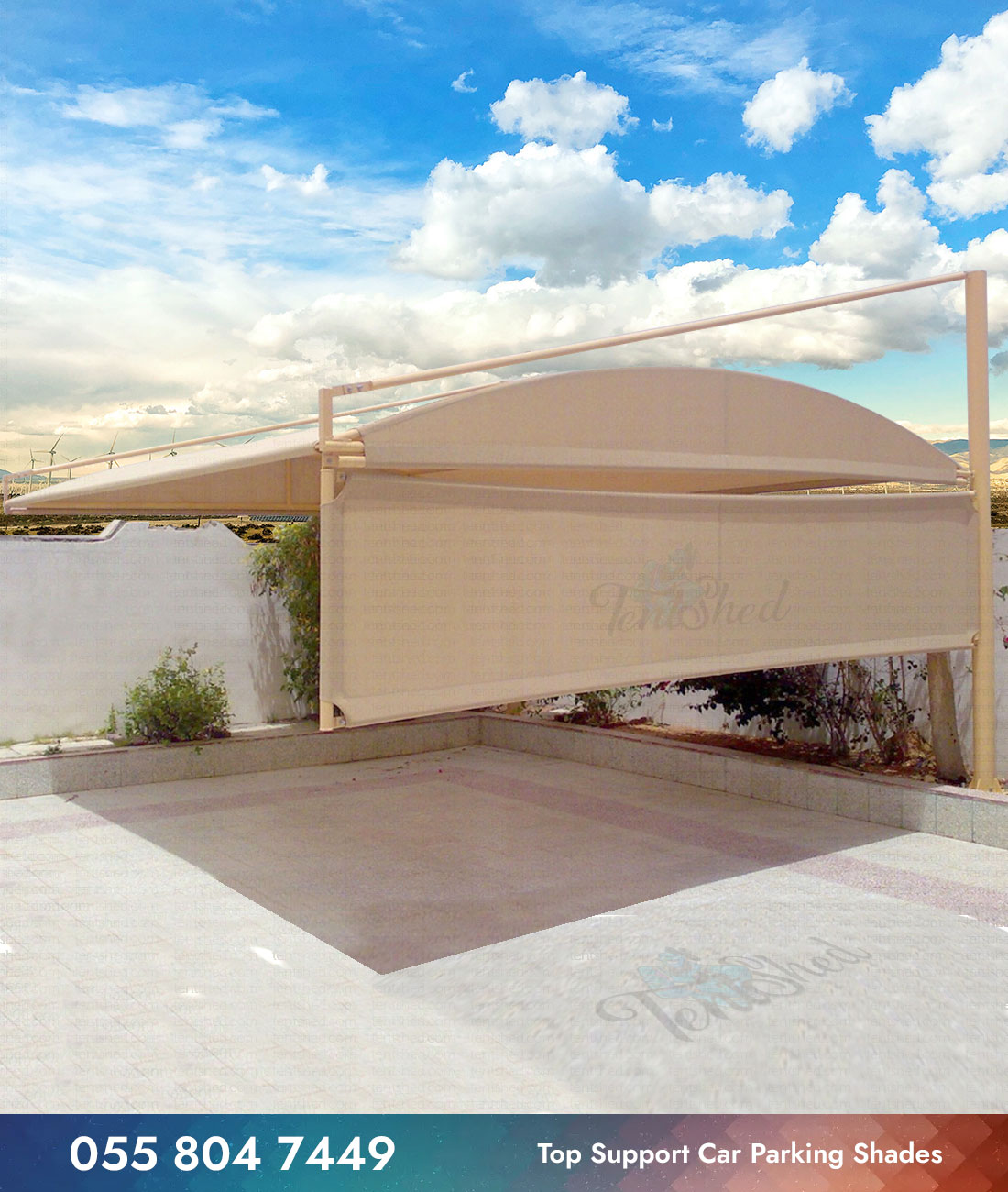 Bottom Support Car Parking Shade in UAE, car parking 