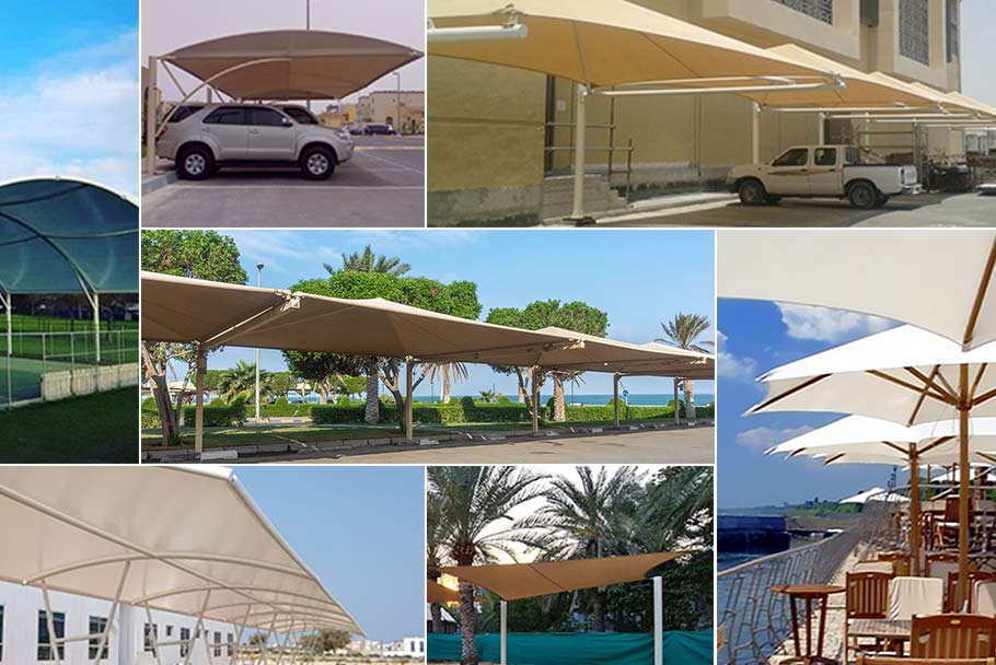 Collection of protect your car with pvc and knit fabric shade stuctures