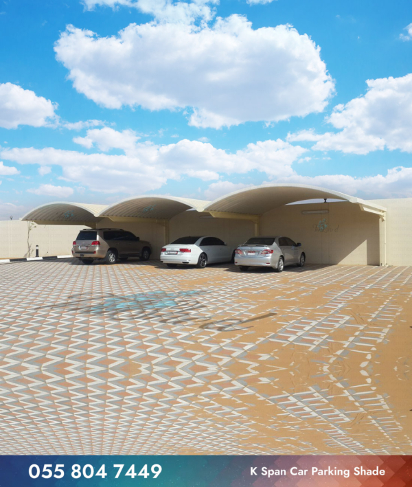 white K-Span Car Parking Shade in villa three k span