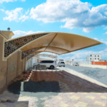 CNC Wallmount car parking shades for four cars
