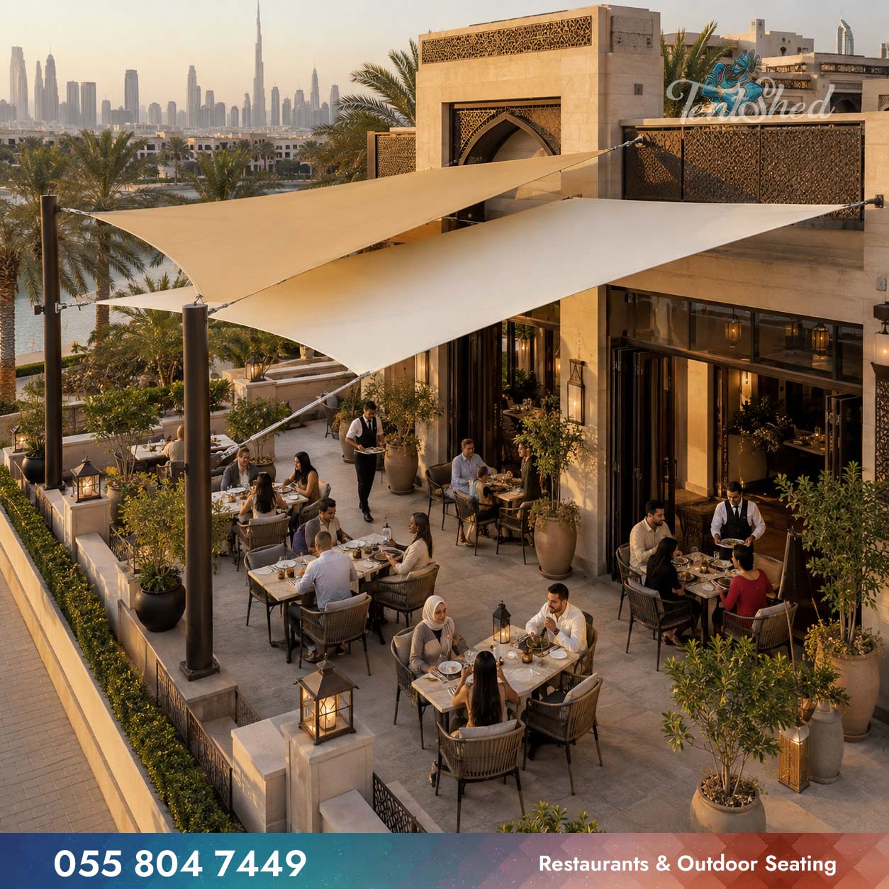 Stylish Sail Shades for Restaurant Outdoor Seating