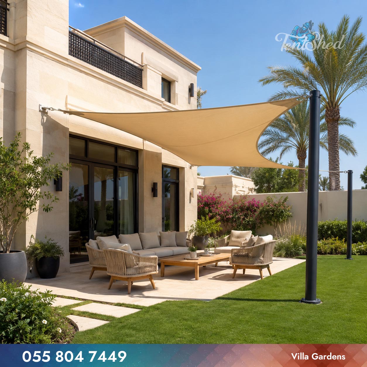 Custom Sail Shades for Villa Gardens in the UAE