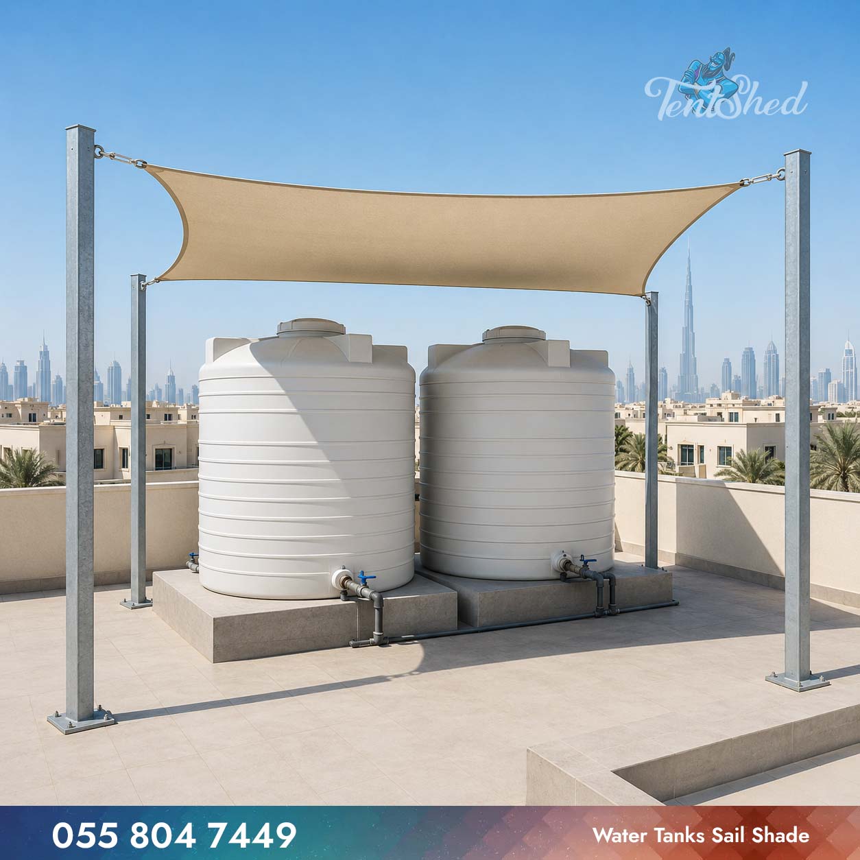 Protective Sail Shades for Outdoor Water Tanks