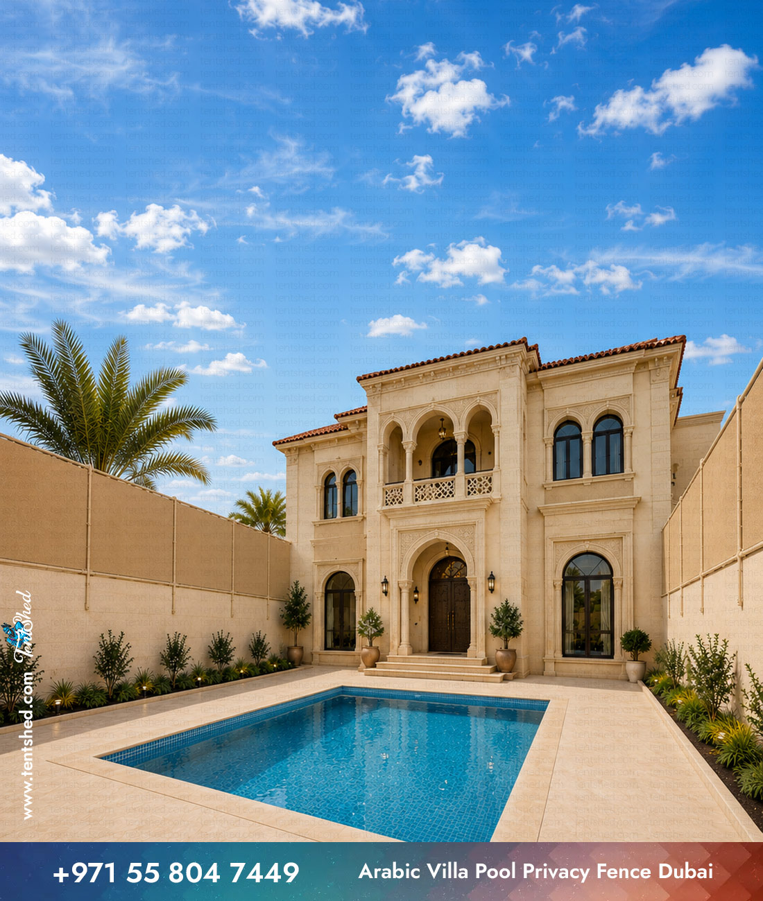 Arabic Villa Pool Privacy Fence Dubai