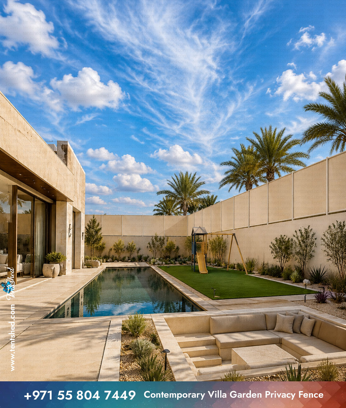 Contemporary Villa Garden Privacy Fence Dubai