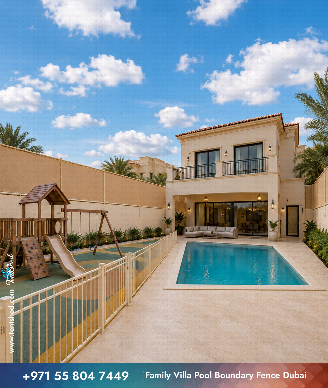 Family Villa Pool Boundary Fence Dubai