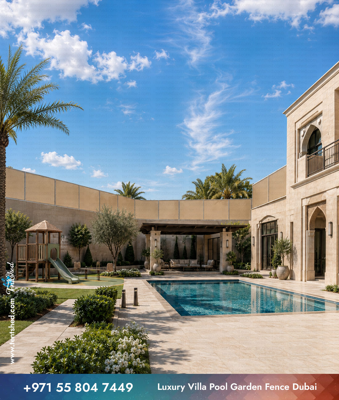 Luxury Villa Pool Garden Fence Dubai