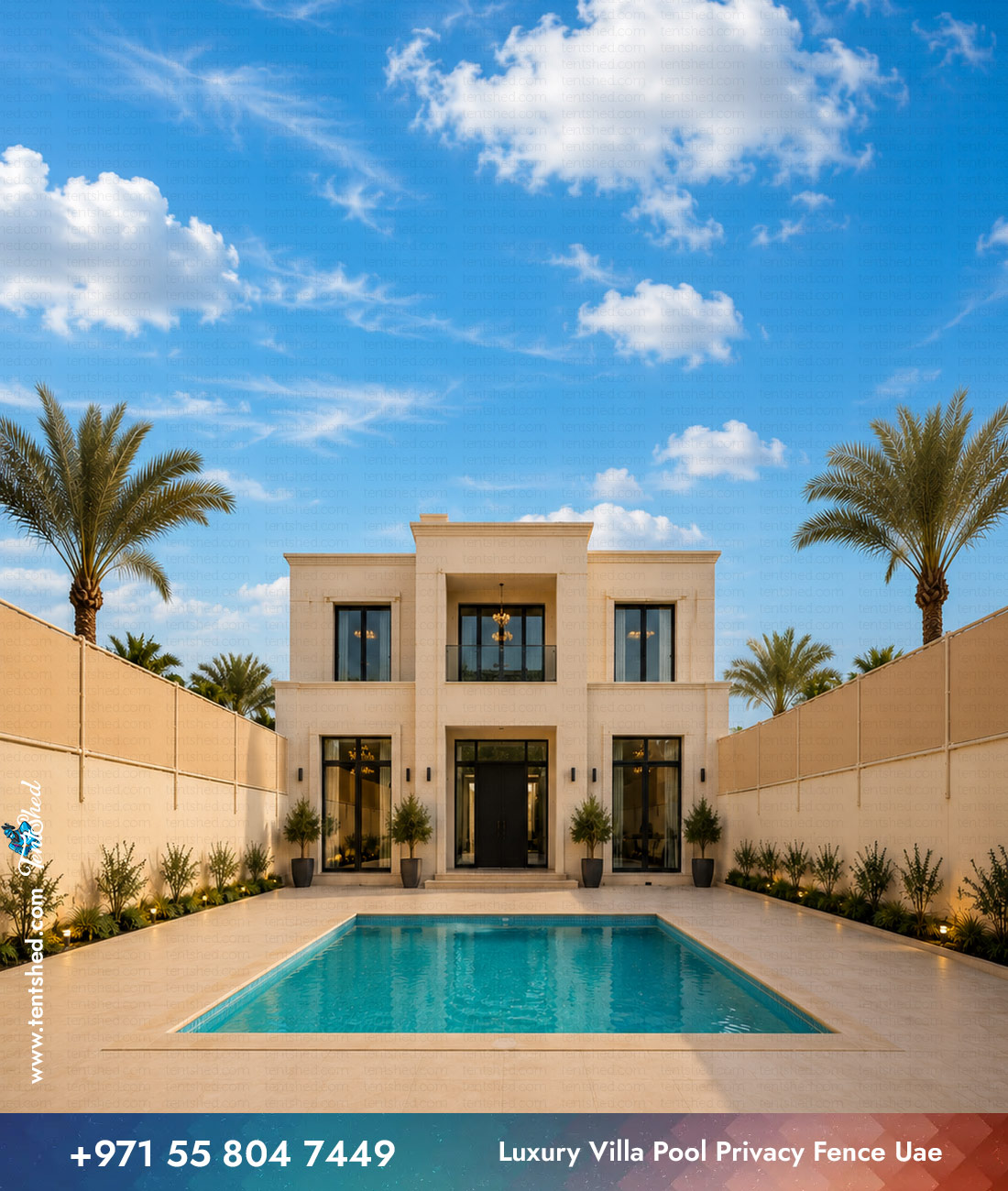 Luxury Villa Pool Privacy Fence UAE