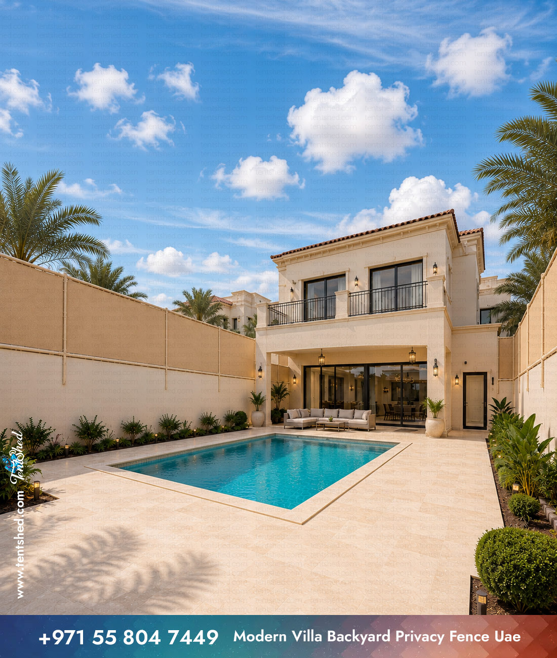 Modern Villa Backyard Privacy Fence UAE