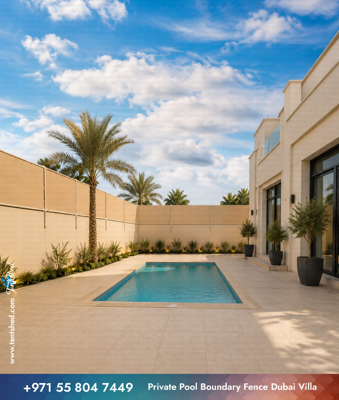 Private Pool Boundary Fence Dubai Villa