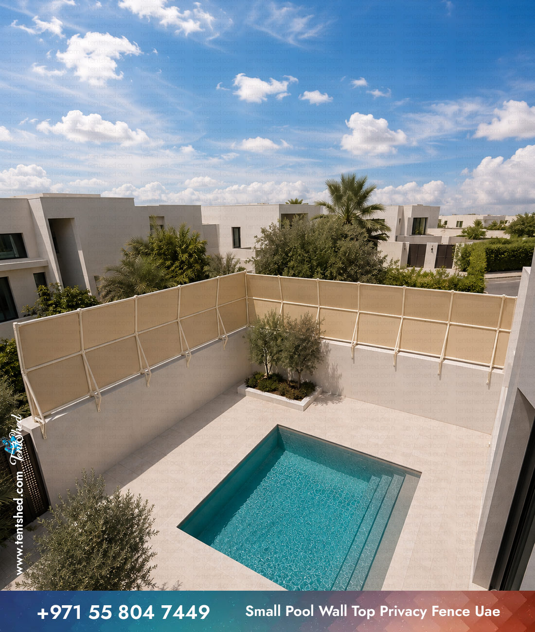Small Pool Wall Top Privacy Fence UAE