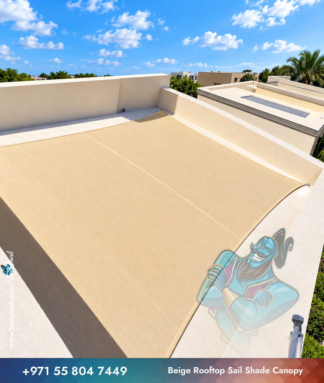 Beige Rooftop Sail Shade Canopy