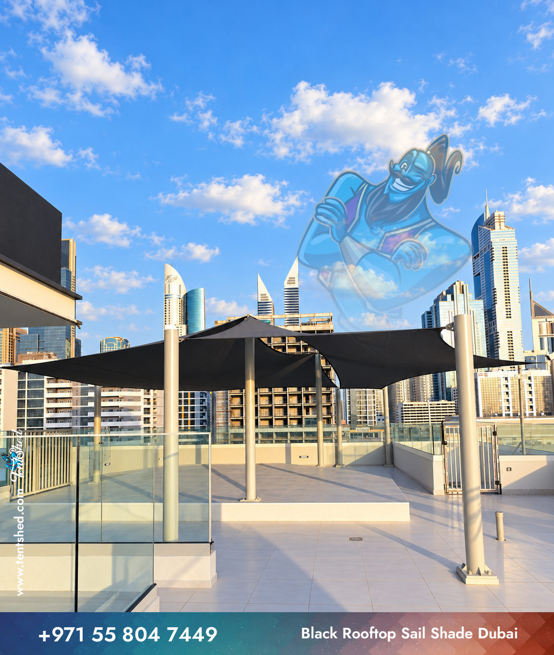 Black Rooftop Sail Shade Dubai
