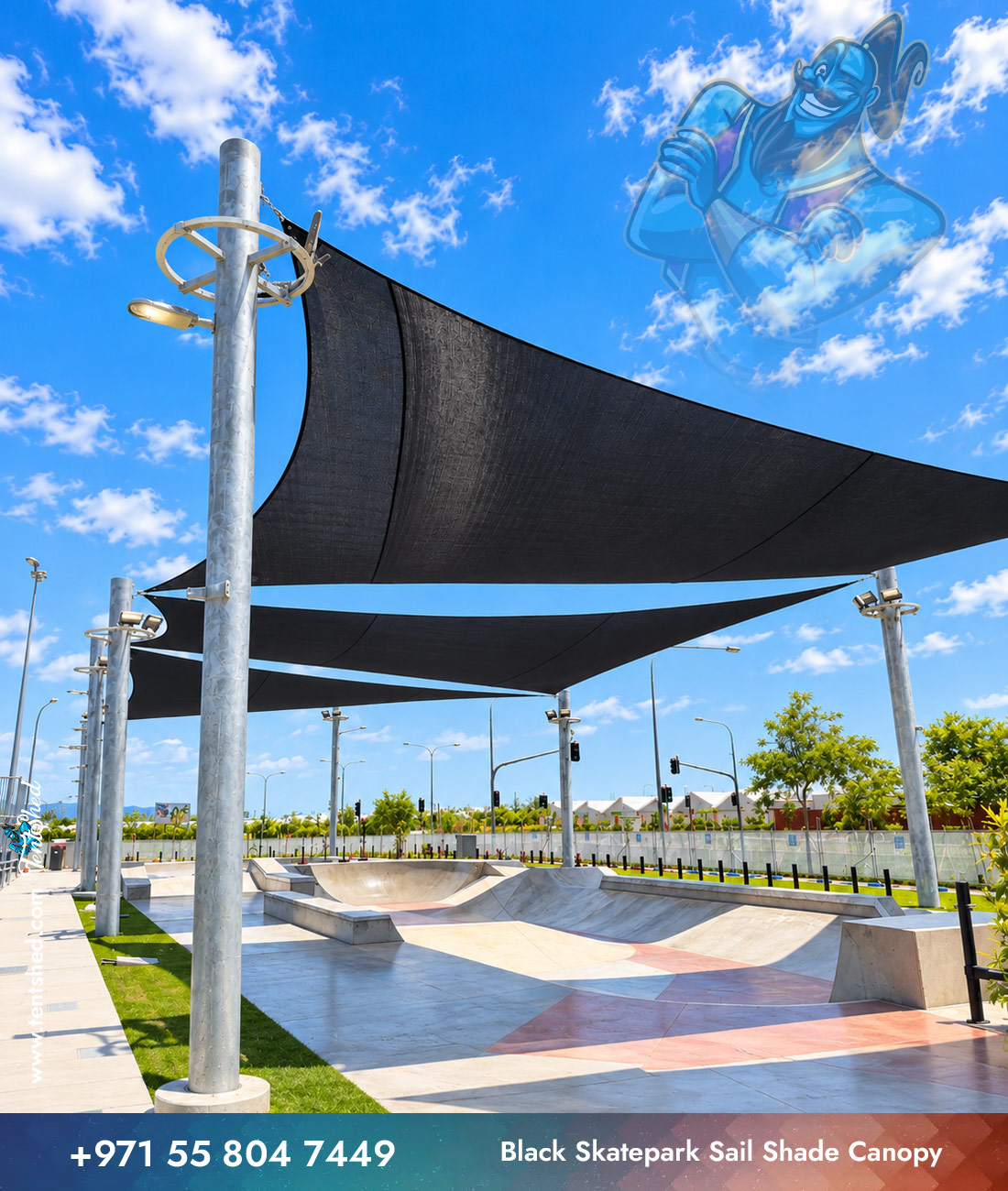 Black Skatepark Sail Shade Canopy