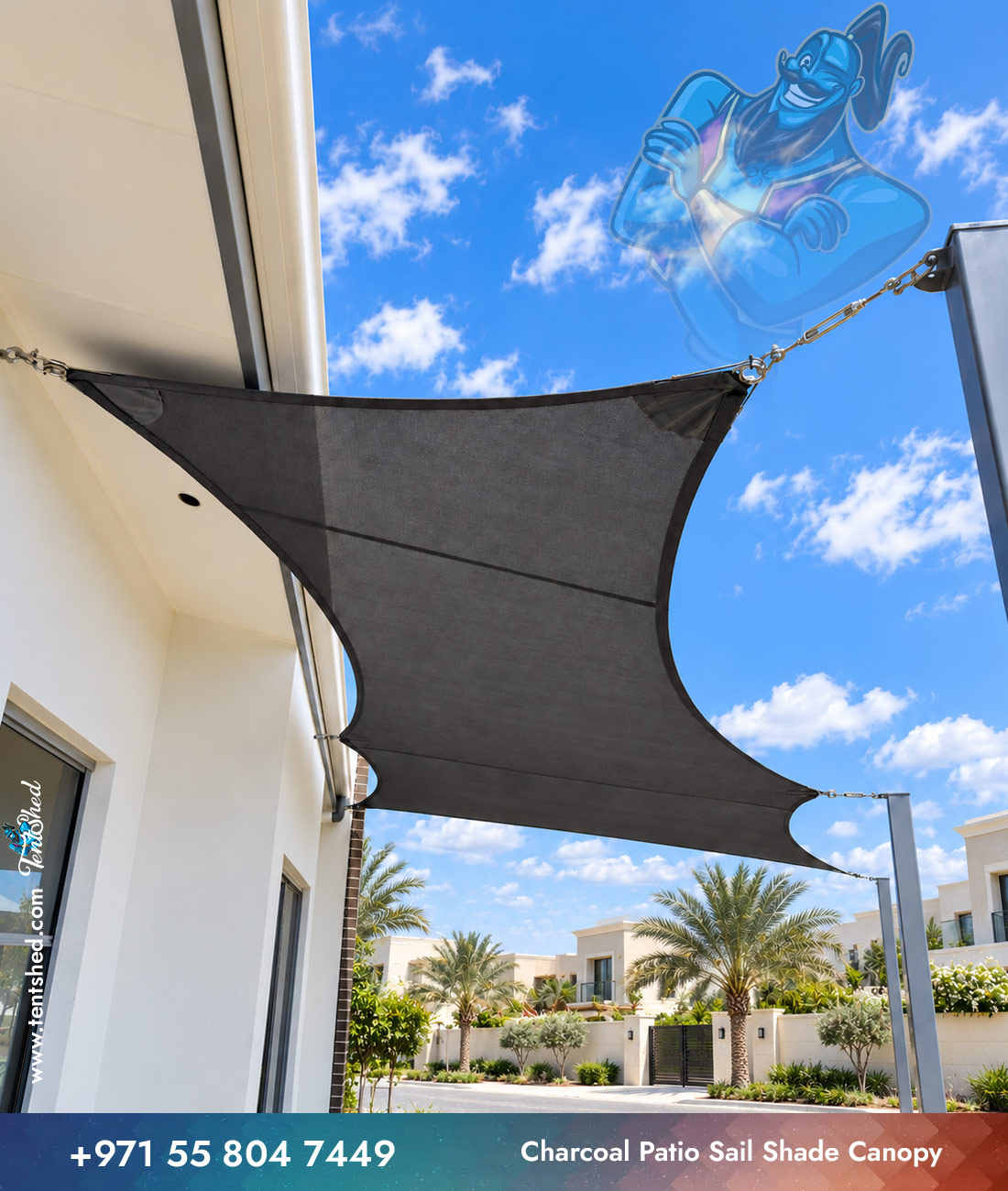 Charcoal Patio Sail Shade Canopy