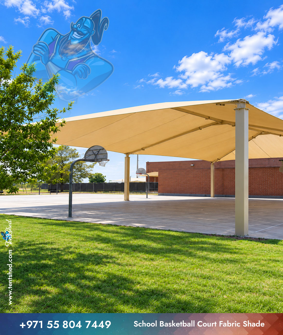 School Basketball Court Fabric Shade