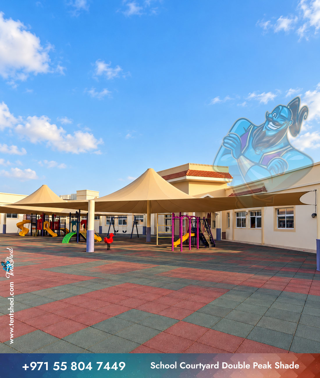 School Courtyard Double Peak Shade Canopy