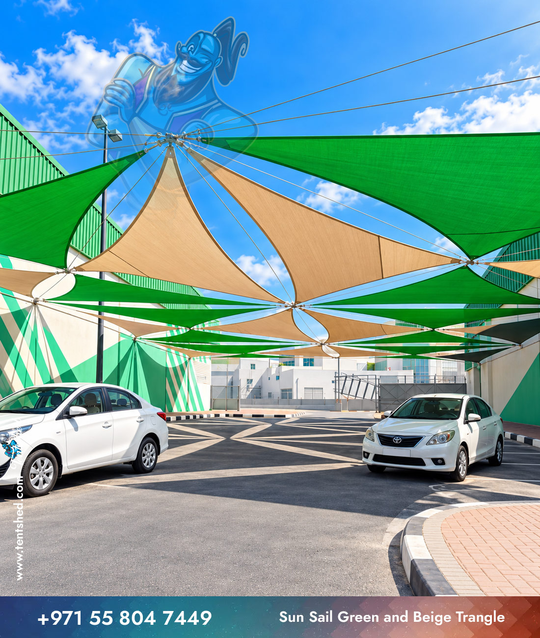 Sun Sail Green and Beige Triangle