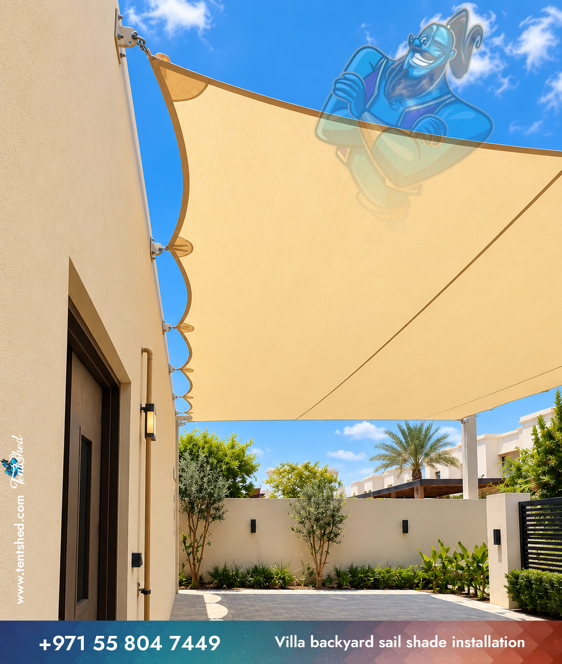 Villa Backyard Sail Shade Installation