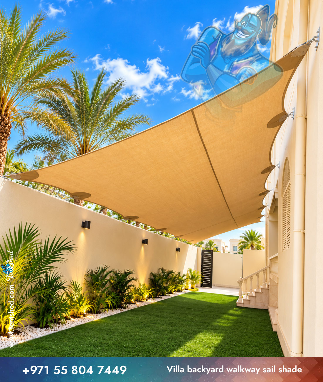 Villa Backyard Walkway Sail Shade