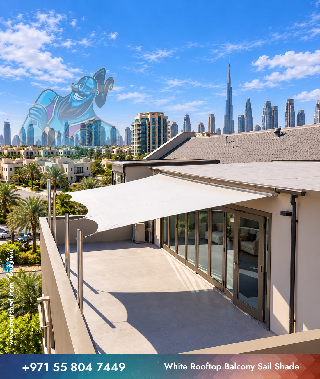 White Rooftop Balcony Sail Shade